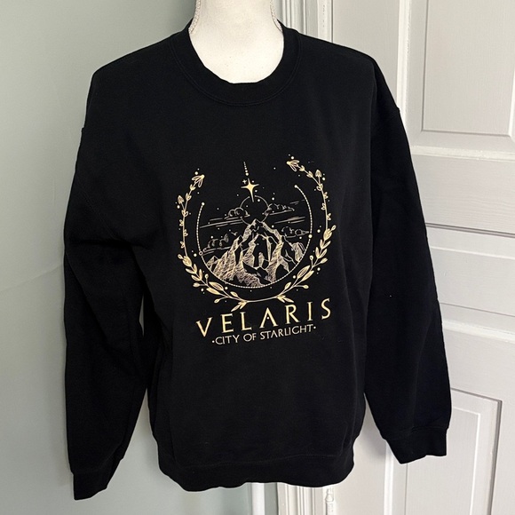 ACOTAR Velaris Black Gold Crewneck Sweater Ladies Medium - Picture 1 of 4